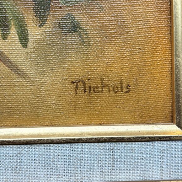 Vintage Floral Oil Painting Chrysanthemums Still Life Framed Canvas 9x12 Signed - Picture 4 of 10